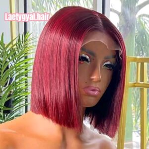 perruque court rouge bordeaux