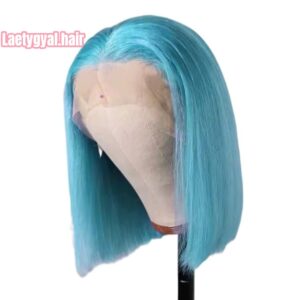 perruque court bleu ciel