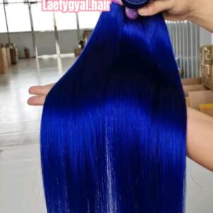 perruque longue bleue